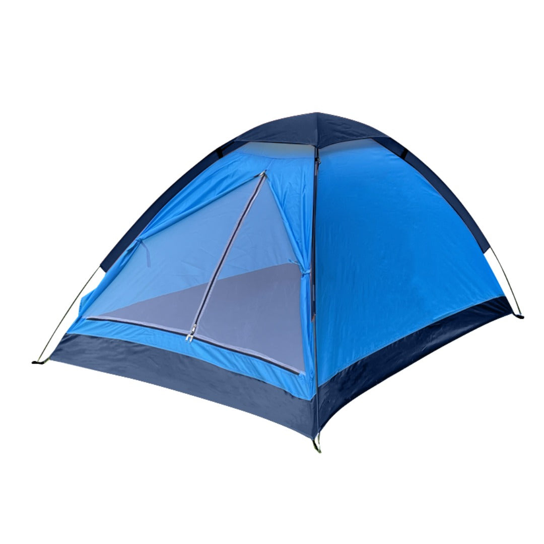 Blue camping tent on a white background