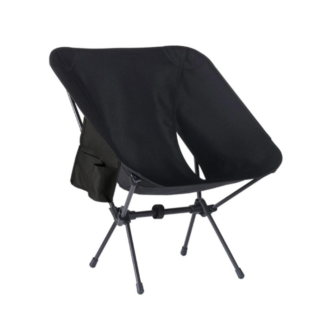 Black folding chair on a white background